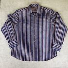 Tommy Bahama Button Up Shirt Mens Large Paisley Blue Striped Silk Cotton Blend