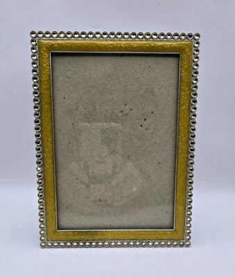 "Marco de fotos amarillo esmaltado y adorno de joyas contiene imagen de 5x7"""   Foto 1 de 4