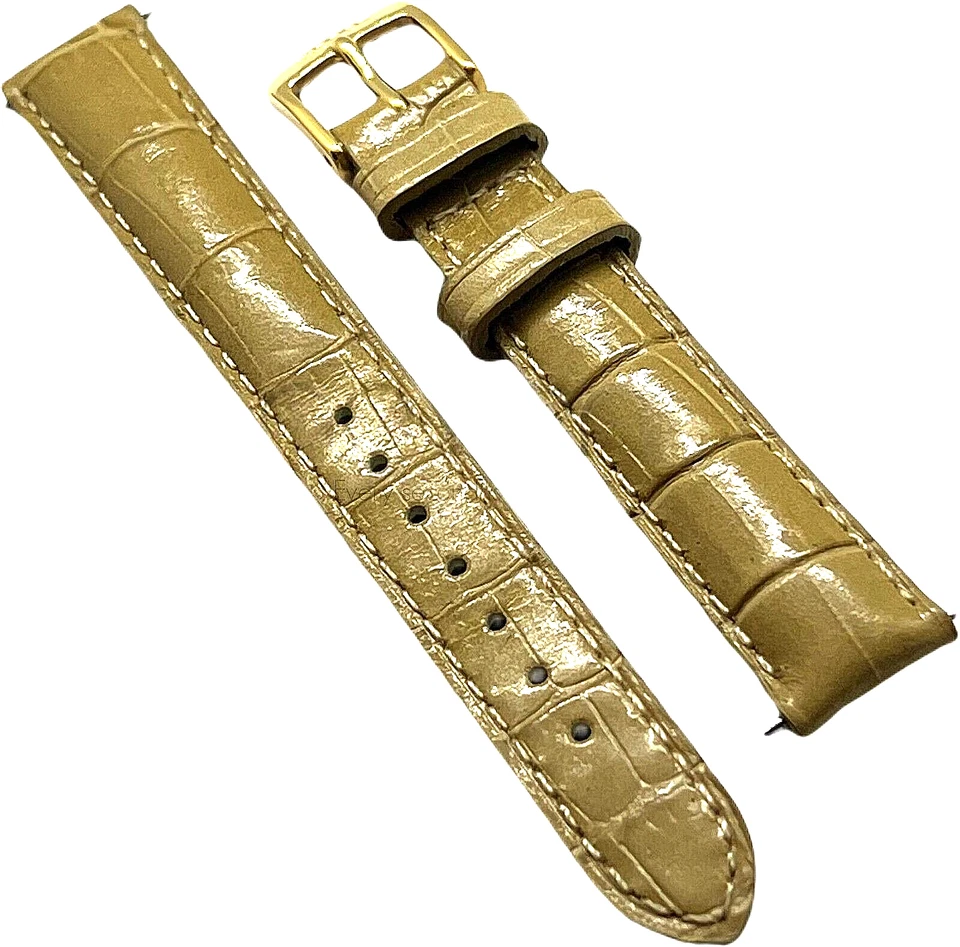 TISSOT - PULSERA - HEBILLA DORADA - CUERO GENUINO - VERDE - 14MM - NOS Foto 1 de 2