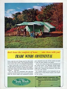 1964 Trade Winds Continental Tent Trailer Camping Original Color Print Ad - Picture 1 of 1