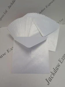 White Pearlescent Shimmer Gummed Envelopes 5" x 5" Square x 25 AM185 - Picture 1 of 3