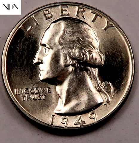 1949 Washington Quarter - Gem BU - 90% Silver Cover