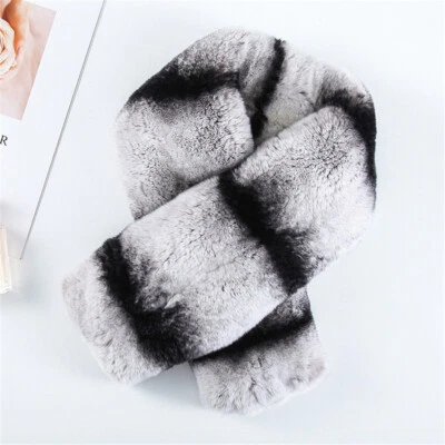 Bufanda de piel de conejo real para hombre gruesa invierno cálido cuello envolvente talla 85x13 cm Foto 1 de 4