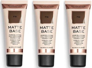 Makeup Revolution Matte Base Pore Blurring Full Coverage Foundation F16, 3er Pack - Bild 1 von 1