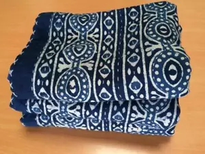 Twin Indigo Kantha Tapestry Quilt Throw Blanket Bedspread Boho Bohemian Indian - Picture 1 of 5