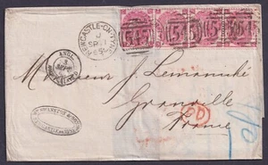 1865 3d Rose SG92 Pl 4 BA-BC + CC Newcastle to Granville France Cat. £1,250.00 - Picture 1 of 2