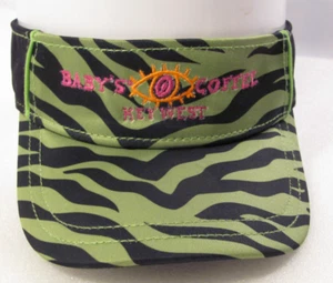 Baby's Coffee Visor Unisex Green Black Tiger Striped Hat Key West Florida Adjust - Picture 1 of 11