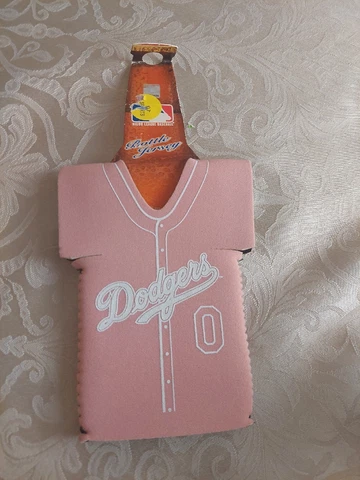 Los Angeles  Dodgers Pink Neoprene Bottle Jersey Cooler Koozie   ( NEW ) Cover