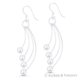 Pendientes colgantes de plata de ley .925 de 2,2" de largo con poste de gancho de bola múltiple y alambre de 5 mm - Imagen 1 de 1