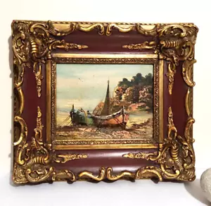 tableau ancien peinture a huile signé Silvestre carde en plâtre vintage - Bild 1 von 9