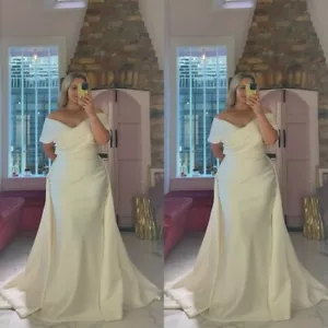 Plus Size Mermaid Wedding Dresses Off Shoulder Detachable Tail Bridal Gowns - Picture 1 of 9