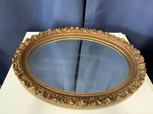 Specchio ovale vintage antico ornato con cornice modellata - vernice rame/oro - Foto 1 di 5