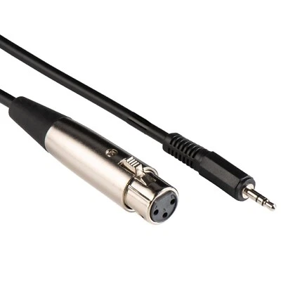 2m 2 Metre XLR 3 pin Female Socket to 3.5mm stereo Jack Cable Microphone to PC - Image 1 of 4