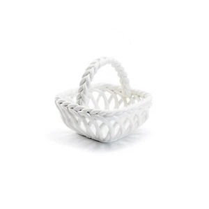 6” Grace Teaware Hand Woven Fine Porcelain Easter Small Basket - White - Picture 1 of 2