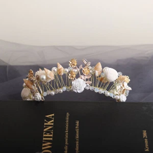 Sea Conch Women Mermaid Shell Metal Gold Hair Band Headband crown Tiara - Picture 1 of 4