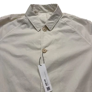 NWT $130 ZARA 100% Cotton Long Ivory Coat Men's size Large/ X Large (STAINS) - Picture 1 of 19