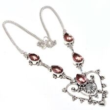 925 Sterling Silver Pink Topaz Gemstone Handmade Jewelry Necklace Size-17-18
