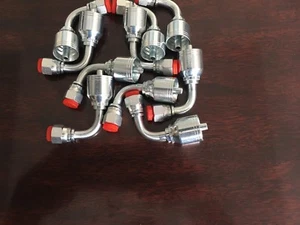 (10 pc)13943 4-4 PK STYLE HYDRAULIC HOSE FITTINGS 1/4" FJIC 90 Degree - Picture 1 of 3