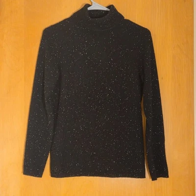 Suéter Charter Club Luxury 100 % cachemir cuello alto talla XS negro dinero manchado Foto 1 de 4