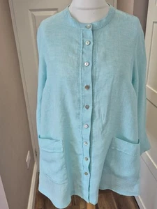 Sahara 100% Leinen Pastell Türkis Shacket Gr. 1 Uk 10-12 Sommer Urlaub ☀️ - Bild 1 von 10