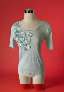 NWT Talbots Aqua Embellished w Ribbon T-Shirt Short Sleeve Womans Size Medium P - Picture 1 of 10