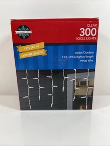 December Home 300 Icicle Lights Clear Color w/White Wire NEW - Picture 1 of 5