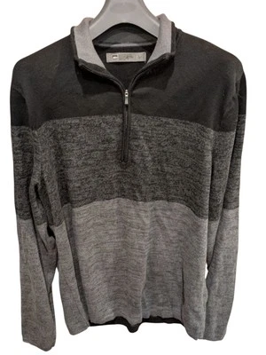 Vintage REI Sweater  Large Striped Tonal 1/4 Zip Pullover Cotton Blend - Image 1 of 3