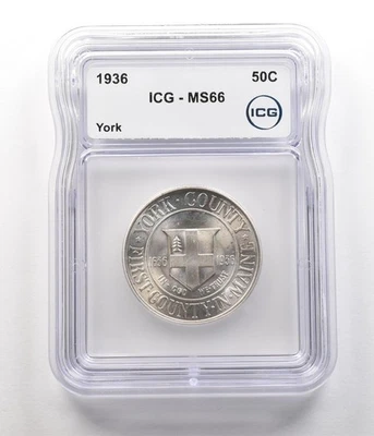 1936 York Commemorative Half Dollar MS66 ICG *6789 - Image 1 of 3