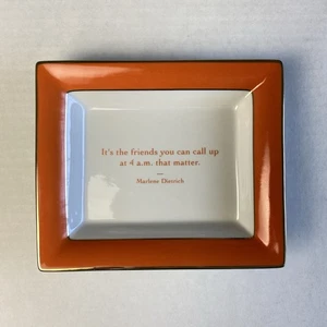 Gump’s Repartee Marlene Dietrich Friends Quote Orange Tray Trinket Dish - Picture 1 of 7