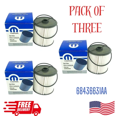 Mopar 68436631AA Fuel Filter Pack of 3 Fits Ram 2500-5500 6.7L Cummins 2019-2024 - Image 1 of 4