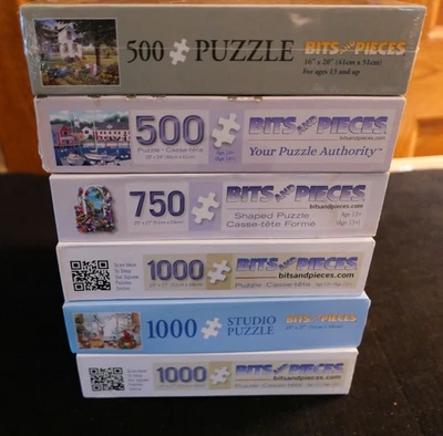 BITS & PIECES Lot of 6 AMERICANA 500 - 1000 pc puzzles GREAT VARIETY - EC - Image 1 of 4