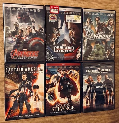6 Marvel Avengers Age of Ultron+Doctor Strange+Captain America+Civil War~DVD Lot - Image 1 of 2