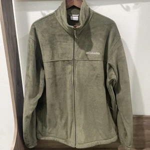 Columbia Jacket Sweatshirt Mens XL Olive Green Fleece Full Zip Pockets Outdoor - Picture 1 of 10