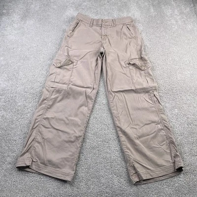 American Eagle Pants Womens 0 Short Tan Khaki Mid Rise Baggy Wide Leg Cargo - Image 1 of 4