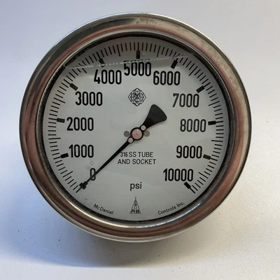 McDaniels Controls 6” Dial Liquid Filled Pressure Gauge 0-10000 PSI Back FPL-GF - Image 1 of 3