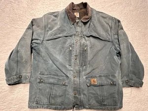 Cappotto Carhartt Vintage Coperta Foderato Barn Chore Uomo XL C10HTG Verde Invecchiato - Foto 1 di 23