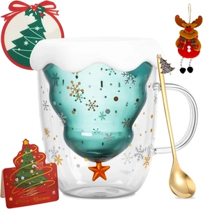 Tazza Doppia Parete Con Albero Di Natale 3D,Tazza Da Caffè Di Natale 300 Ml,Tazz - Foto 1 di 12