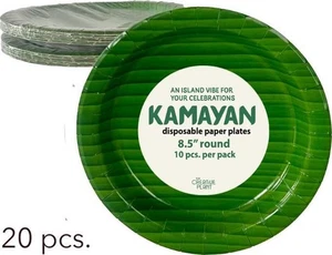 Kamayan 8,5" Pappteller Bananenblatt Design Auslaufsicher Recycelbar (20 Stück) - Bild 1 von 7