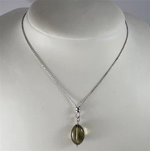 COLLANA IN ARGENTO 925 RODIATO, GOCCIA DI QUARZO FUME', CATENA A PALLINE - Foto 1 di 1