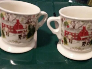 Christmas Two Ceramic Cups Food And Microwave  Safe good condition  - Picture 1 of 11