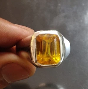 Natural Citrine Ring- Astrology purpose for unisex-925 Sterling silver - Picture 1 of 3