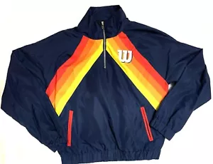 Wilson x Forever 21 Women Jacket Blue Striped Windbreaker Retro Logo Size Small - Picture 1 of 6