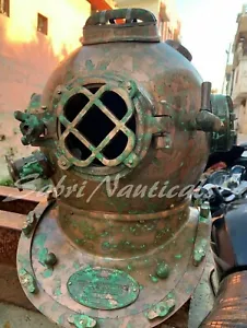 Antica riproduzione ottone subacqueo immersioni profonde casco Mark V US Navy - Foto 1 di 6