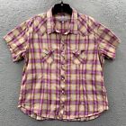 PANHANDLE SLIM Shirt Womens XXL Button Up Blouse Top Plaid Cowgirl Western*