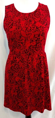 Vestido tentado para mujer XL tejido elástico rojo negro cachemira damasco calce acampanado patinador Foto 1 de 4