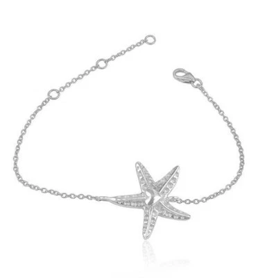 Exclusive Star Fish Designer 925 Sterling Silver Chain Bracelet Jewelry - Image 1 of 2