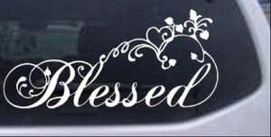 Blessed With Swirls Hearts Car or Truck Window Laptop Decal Sticker 6X12.8 - Picture 1 of 33
