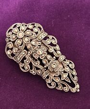 Original Early 20th Century Silver & Marcasite Large Statement Clip.  VGC.