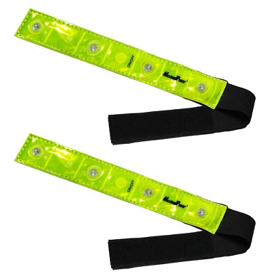 Refuelergy 2-Pack Roadside Safety Running Reflective ARMBANDS Blinking LED Light