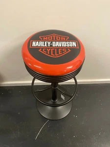 HARLEY DAVIDSON MOTORCYCLES PREMIUM BLACK BAR STOOL ADJUSTABLE HEIGHT - Picture 1 of 12
